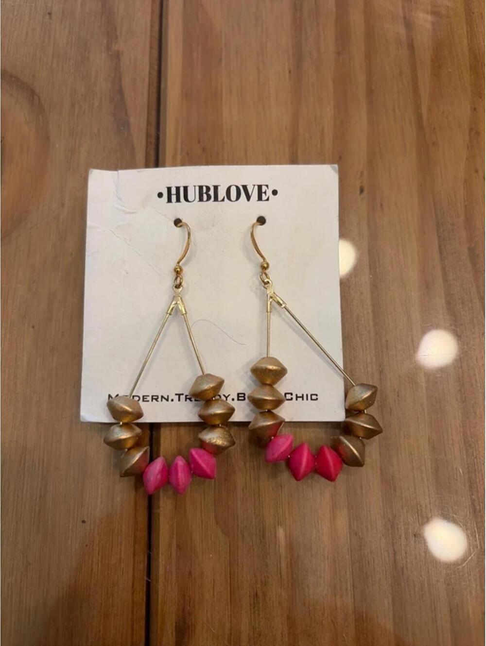 NWT Pink and Gold Boho Chic Earrings